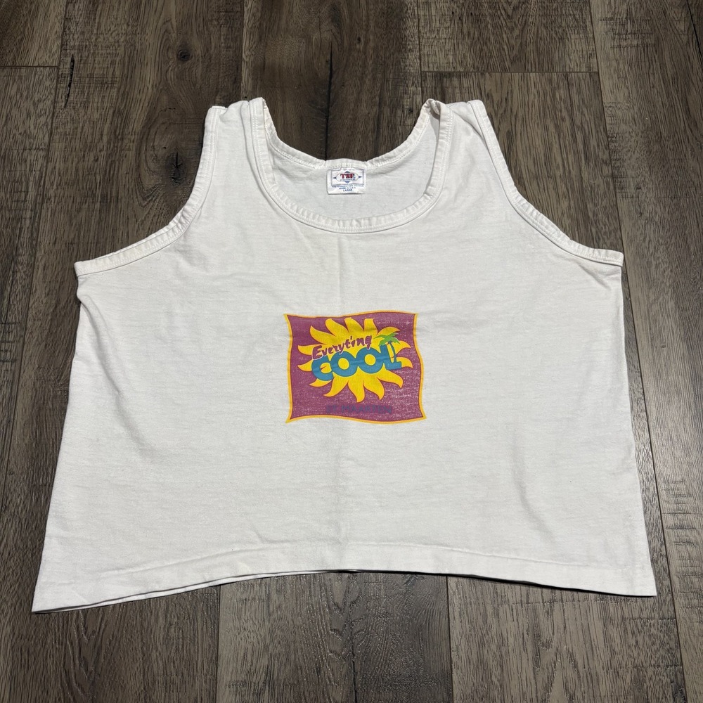 Vintage TSF Sportswear Tank Top Womens L Everything Cool St Maarten Single Stitc